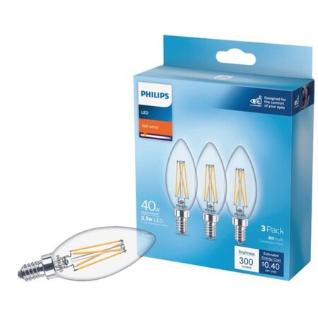 Philips Lighting B11 Led Dim Bulb, 3PK 567461